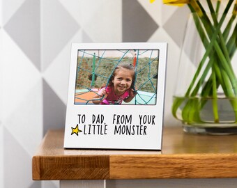 Little Monster Photo Frame - Picture Frame - Gift For Dad - Fathers Day Gift - Photo Gift - Gift For Dad Birthday - Dad Gift - 003