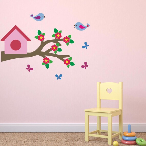 Bird Wall Decals Birds Erflies On Branch Stickers