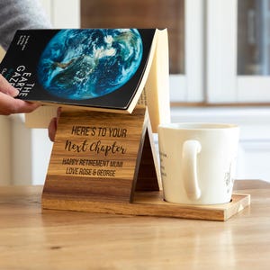 Personalised Book Stand and Coaster, Here's To Your Next Chapter, Gift For Book Lover, Retirement Gift, New Job Gift, New Home Gift - LC1129