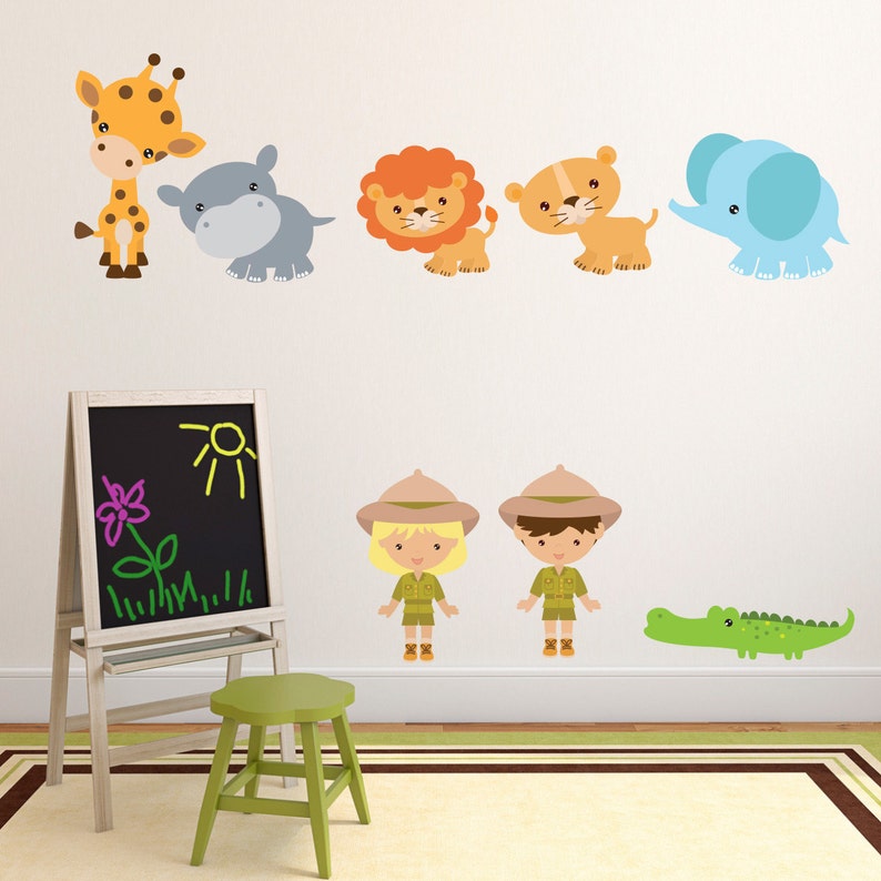 People With Zoo Animal Wall Stickers Jungle Wall Decals Etsy