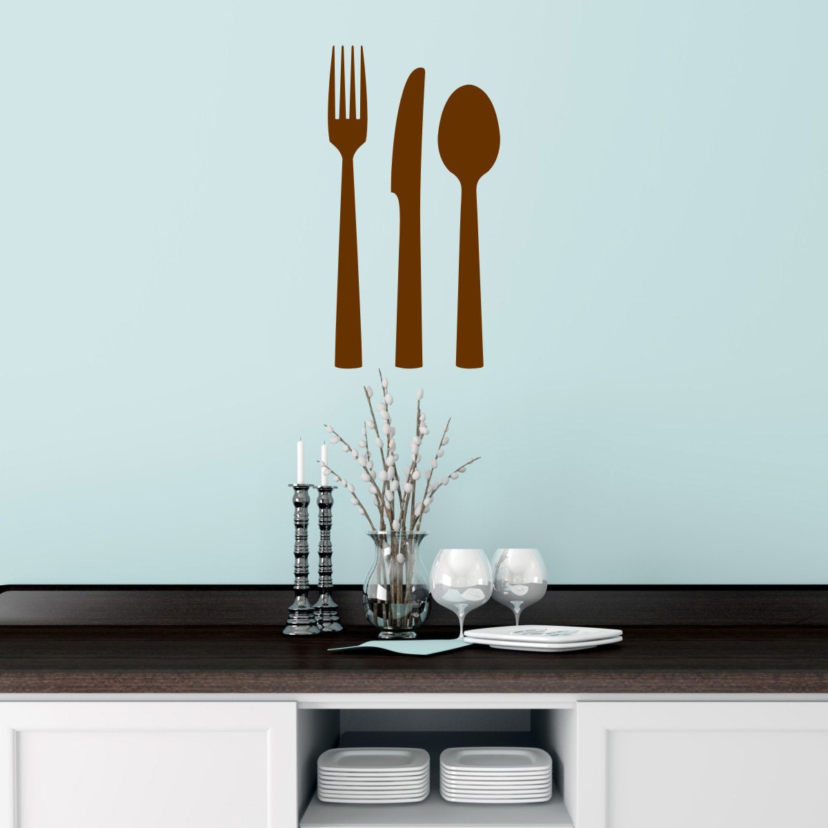 Knife Fork and Spoon Wall Decor Kitchen Wall Art Kitchen Etsy