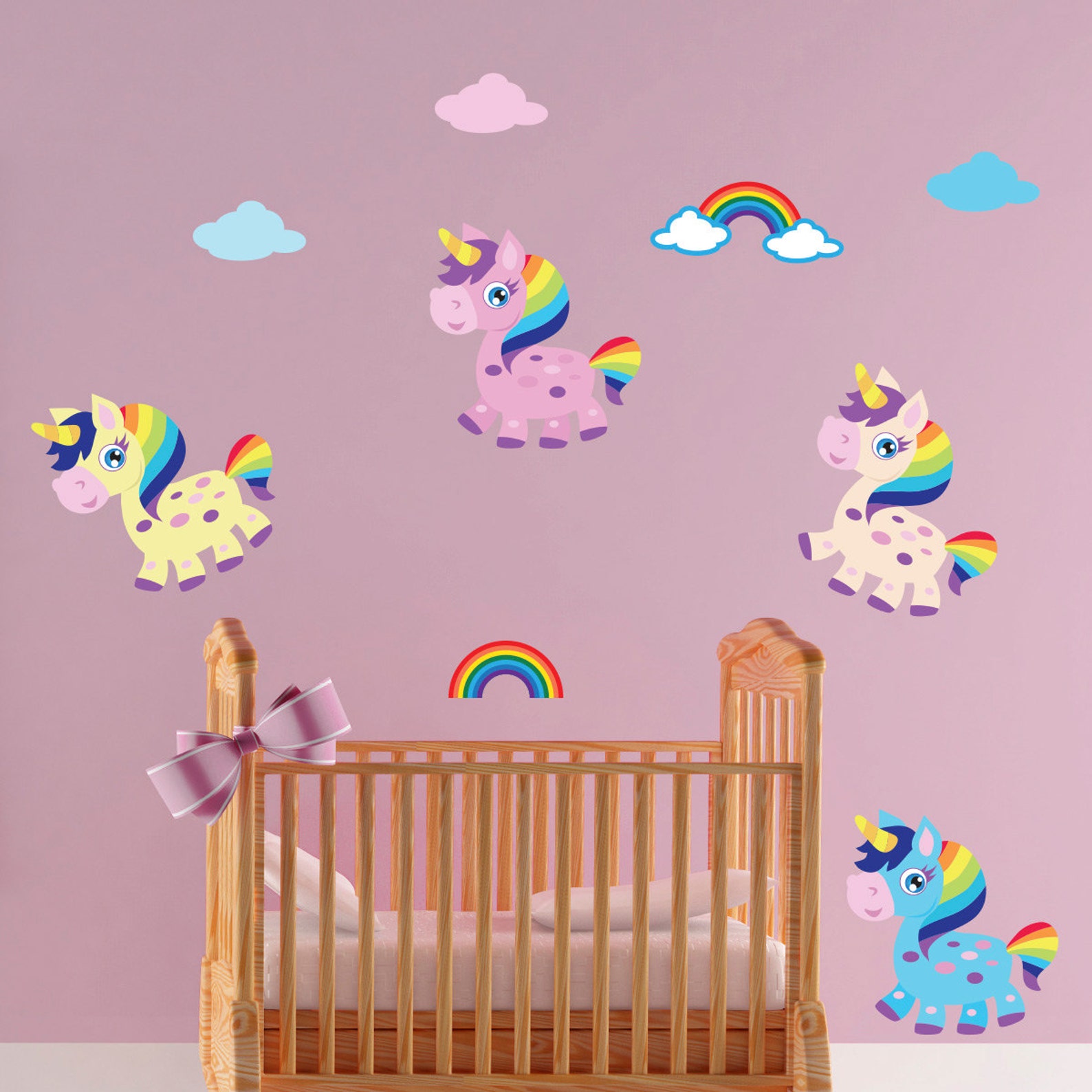 Unicorn Wall Stickers Unicorn Wall Decals Unicorn Bedroom Etsy UK
