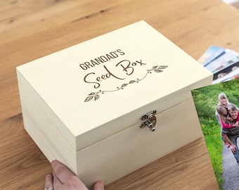 Seed Box - Personalised Seed Box - Seed Keepsake Box - Garden Gift - Wooden Seed Box - Gardening Gift - Gift For Gardeners - LC1001