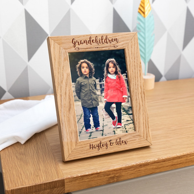 Grandchildren Photo Frame Personalised Grandchild Gift For Grandpas Oak Picture Lc471