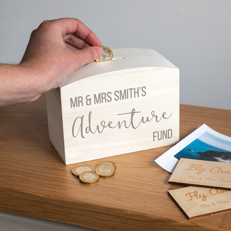 Adventure Fund Wooden Money Box Personalised Money Box Etsy