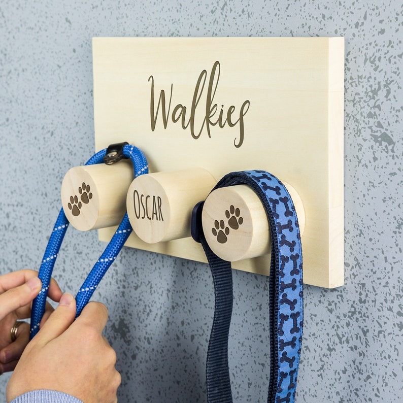 Gift For Dog Lovers LC645 Personalised Dog Lead Hook Walkies Personalised Hooks Dog Lead Holder Gifts For Pets