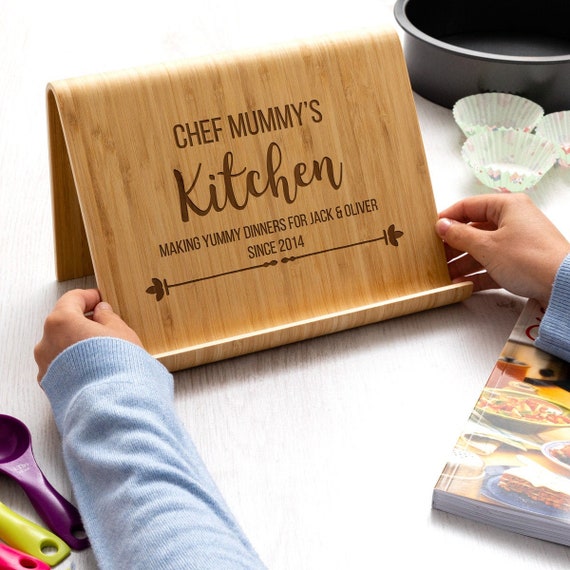 Recipe Book Stand Personalised Recipe Book Holder Tablet Etsy