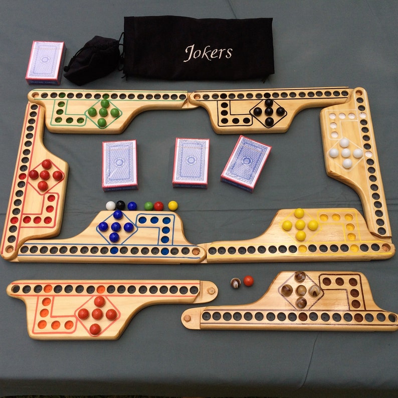 Jokers and Marbles 8 Player game in Pine Etsy