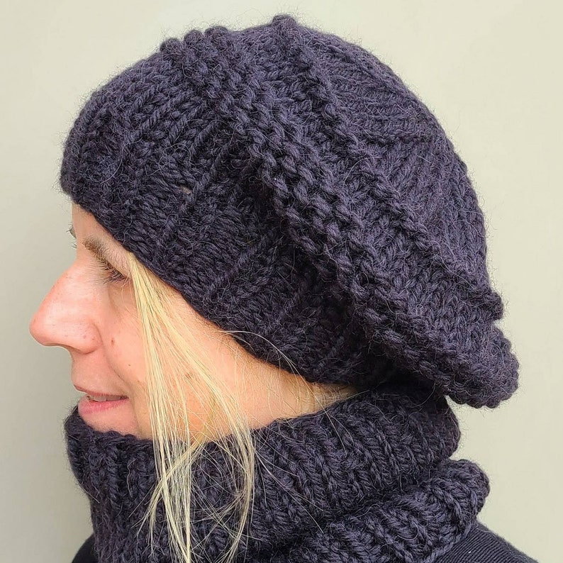 Slouchy BeretOversized TamBeanieWool HatChunky Winter HatMerino Hats