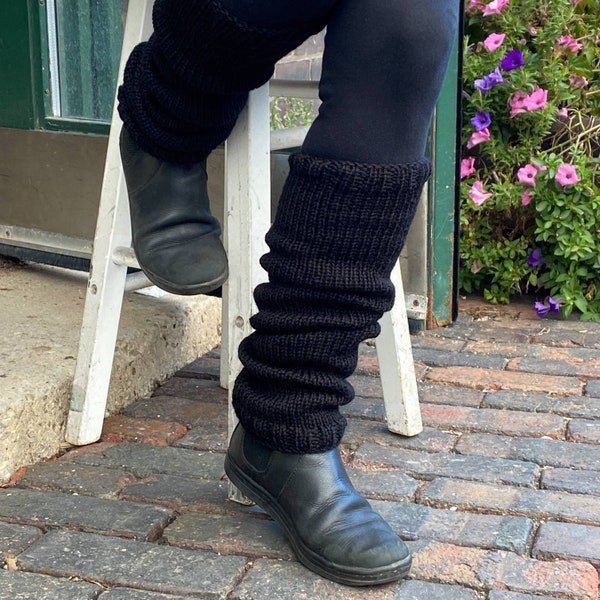 Long Black Leg Warmers/ Wool Leggings/Warm Legwarmers
