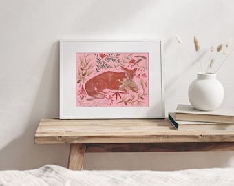 Fox, Prey and Floral Fine Art Giclee Print of Painting