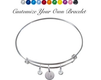 Rhode Island State Logo Silver Wire Expandable Bangle Bracelet - Pick Your Color Crystal Rhinestone Gems