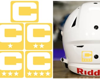 Yellow Gold Captain Patch Jersey C Style Football Helmet Decal - Perfect for Adult & Youth Full Size Football Helmets - PICK STYLE