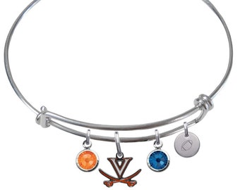 Virginia Pick Your Sport Wire Charm Expandable Bangle Bracelet