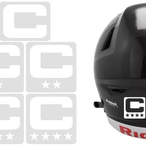 White Captain Patch Jersey C Style Football Helmet Decal - Perfect for Adult & Youth Full Size Football Helmets - PICK STYLE