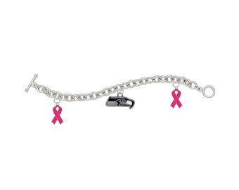 Jacksonville Jaguars Football Charm Bracelet Breast Cancer Awareness or Salute to Service