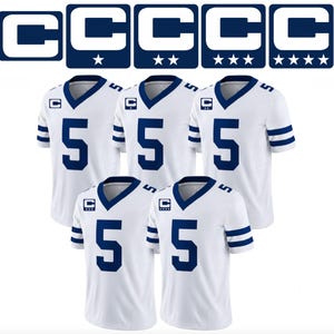 Navy Blue Captain C w/ Stars Thermal Iron On - Football Jersey Patch Style Premium DTF Iron On - Ships Today!