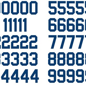 Indianapolis Football Number Vinyl Decal Sheet Set of 50 #0-9 - Pick Team Color & Size