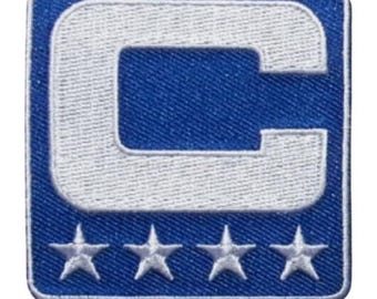 ROYAL BLUE Captain C Patch w/ Stars Iron On Football Jersey Captains Patch Premium Embroidered Stitched - Ships Today!