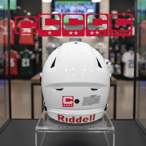 Red Captain Patch Jersey C Style Football Helmet Decal - Perfect for Adult & Youth Full Size Football Helmets - PICK STAR STYLE