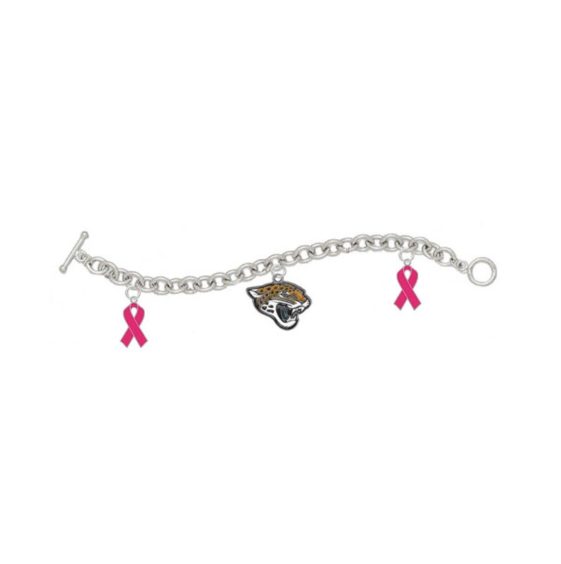 Jacksonville Jaguars Football Charm Bracelet Breast Cancer Awareness or Salute to Service