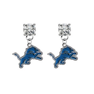 Detroit Crystal Post Stud Dangle Earrings (Pick Your Colors - Mix or Match Team Colors)