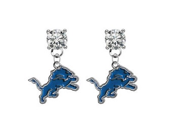 Detroit Crystal Post Stud Dangle Earrings (Pick Your Colors - Mix or Match Team Colors)