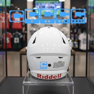 Light Blue Captain Patch Jersey C Style Football Helmet Decal - Perfect for Adult & Youth Full Size Football Helmets - PICK STAR STYLE