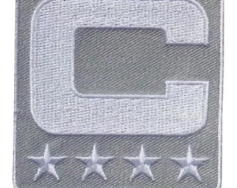 GRAY Captain C Patch w/ Stars Iron On Football Jersey Captains Patch Premium Embroidered Stitched - Ships Today!