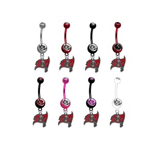 Tampa Bay   Premium Titanium Anodized w/ CZ Gem Belly Button Navel Ring Piercing (Pick Your Color)