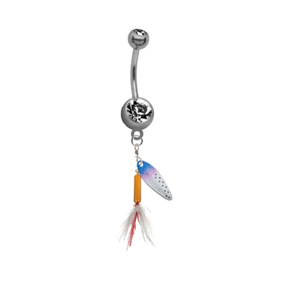 Fishing Rainbow Trout Silver Belly Button Navel Ring Piercing 316L Surgical  Grade Steel 