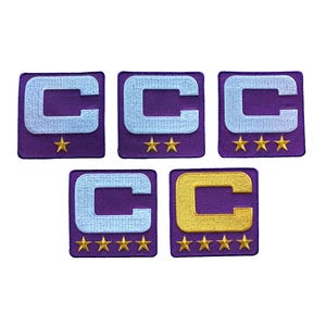 PURPLE Captain C Patch w/ Stars Iron On Jersey - 2026 Football Captains Patch Premium Embroidered Stitched - Ships Today!