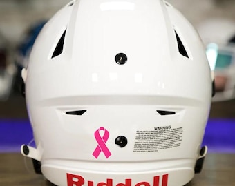 Hot Pink Ribbon Helmet Decal (Set of 12) - Perfect for Adult & Youth Full Size Football Baseball Softball Lacrosse Hockey Helmets
