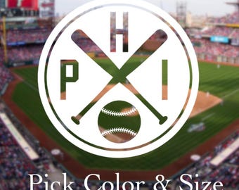 Pick Color & Size - Philadelphia Baseball Vintage Retro Vinyl Decal - Perfect for Car Truck Window - Ships Today