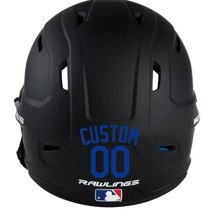 Custom Name & Number Baseball Softball Batting Helmet Decal - Pick Color and Size - Youth Travel TeeBall T Ball High School - Ships Today Royal Blue