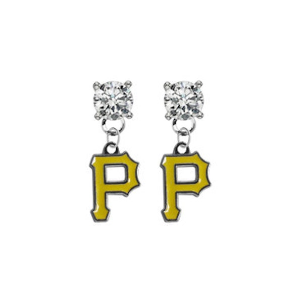 Pittsburgh   Crystal Post Stud Dangle Earrings (Pick Your Colors - Mix or Match Team Colors) Baseball