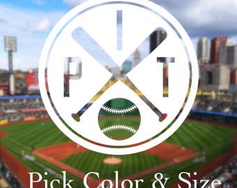 Pick Color & Size - Pittsburgh Baseball Vintage Retro Vinyl Decal - Perfect for Car Truck Window - Ships Today