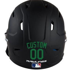 Custom Name & Number Baseball Softball Batting Helmet Decal - Pick Color and Size - Youth Travel TeeBall T Ball High School - Ships Today Green