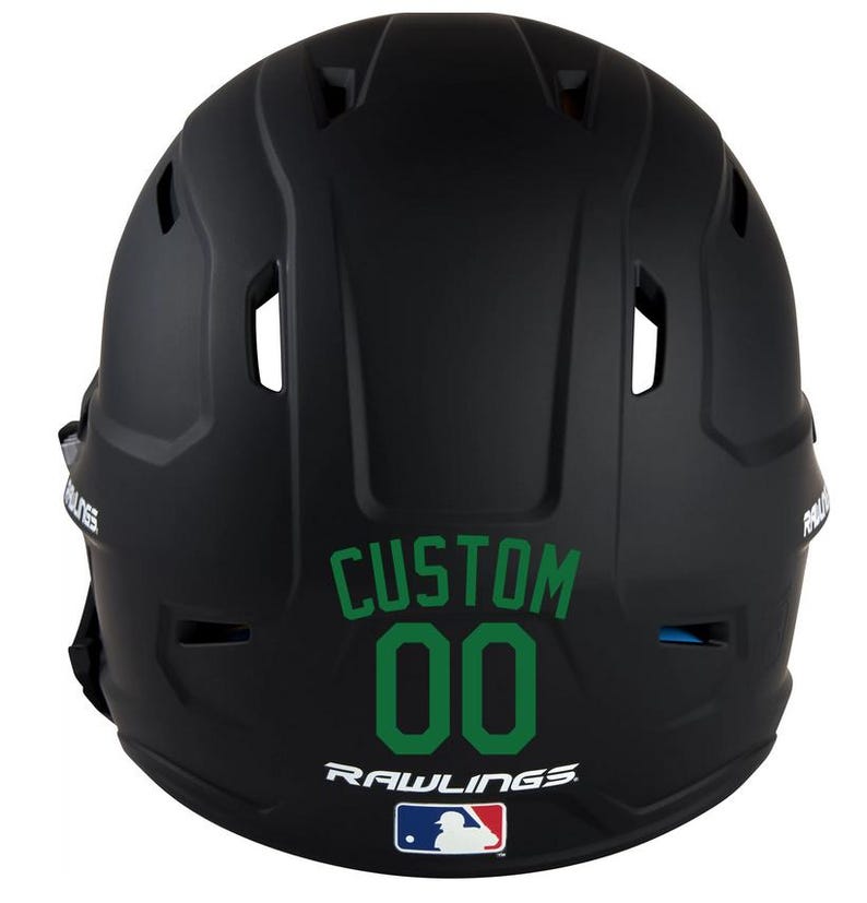 Custom Name & Number Baseball Softball Batting Helmet Decal - Pick Color and Size - Youth Travel TeeBall T Ball High School - Ships Today Green
