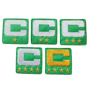 KELLY GREEN Captain C Patch w/ Stars Iron On Jersey - 2026 Football Captains Patch Premium Embroidered Stitched - Ships Today!