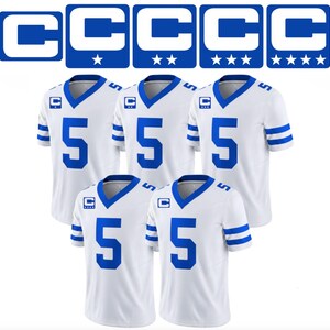Royal Blue Captain C w/ Stars Thermal Iron On - Football Jersey Patch Style Premium DTF Iron On - Ships Today!