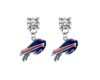 Buffalo   Crystal Post Stud Dangle Earrings (Pick Your Colors - Mix or Match Team Colors)