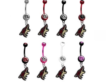 Piercing para el ombligo de titanio anodizado premium de Arizona Hockey con gema de circonita cúbica (elige tu color)