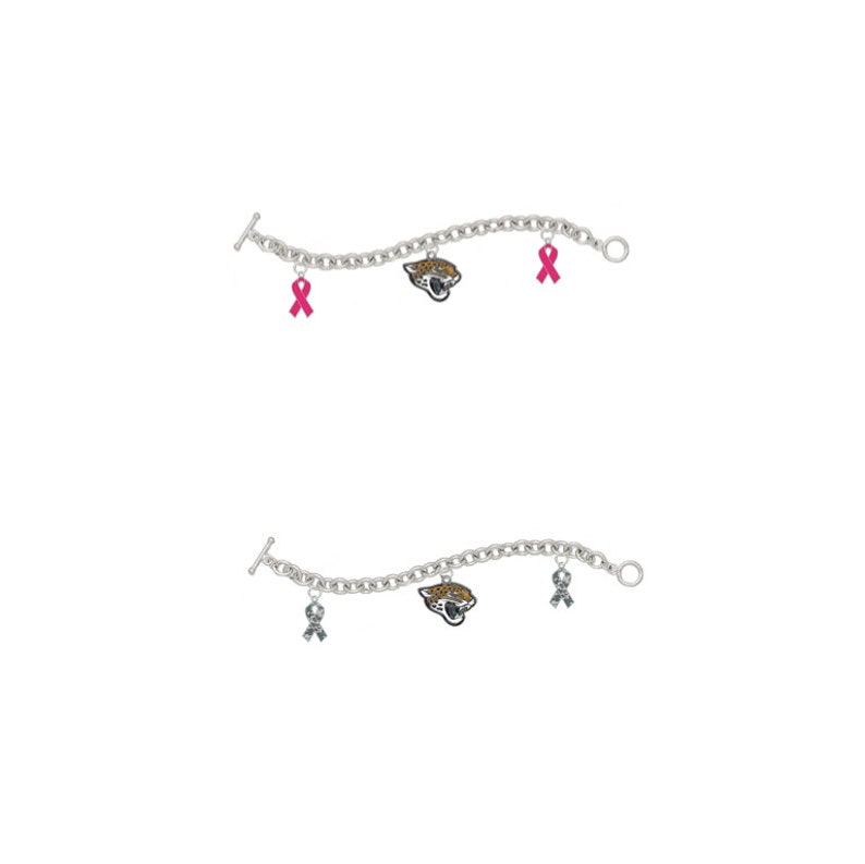 Jacksonville Jaguars Football Charm Bracelet Breast Cancer Awareness or Salute to Service