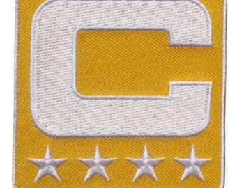 YELLOW Captain C Patch w/ Stars Iron On Football Jersey Captains Patch Premium Embroidered Stitched - Ships Today!
