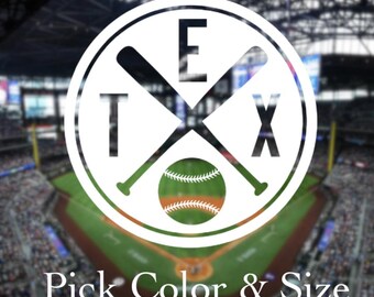 Pick Color & Size - Texas Baseball Vintage Retro Vinyl Decal - Perfect for Car Truck Window - Ships Today