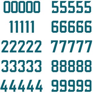 Jacksonville Football Number Vinyl Decal Sheet Set of 50 #0-9 - Pick Team Color & Size