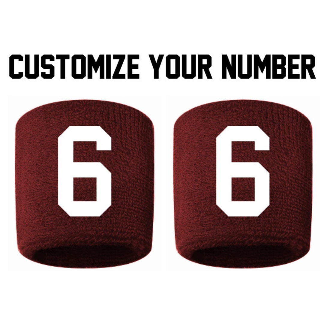 Pick Your Number MAROON W/ WHITE Embroidered Stitched Sweatband
