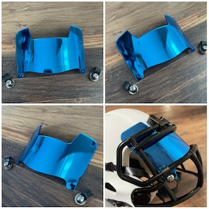 Mini Football Helmet Sky Blue Chrome Mirror Eye Shield Visor w/ Facemask Clips - Compatible w/ All Mini Helmet Brands & Styles