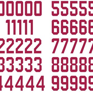 Arizona Football Number Vinyl Decal Sheet Set of 50 #0-9 - Pick Team Color & Size